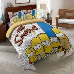 Liwi - 2 personnes les simpsons ensemble de lit 3 pices housse de couette et taies 240 * 260cm[1891] ...