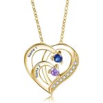 Liwi - collier personnalis 2 - 4 prnom femme or rose argent 925 collier c?ur avec naissance cadeau ...
