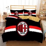 Liwi - ensemble housse de couette taille uniquefootball club ac milan housse de couette couvre - lit ...