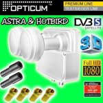 Lnb monobloc twin - opticum - astra & hotbird - 2 sorties - full hd - 3d ready Lnb monobloc twin - opticum - astra & hotbird - 2 sorties - full hd - 3d ready
