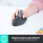 Logitech mx vertical souris sans fil ergonomique bluetooth ou 24 ghz avec rcepteur usb unifying charge ...