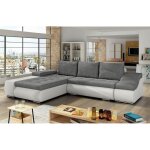 Lohan - canapé dangle convertible coffre de rangement gris et blanc - angle gauche Lohan - canapé dangle convertible coffre de rangement gris et blanc - angle gauche