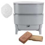 Lombricomposteur wormcube gris design & compact - moutta - 2 plateaux - filtre anti - noyade des vers ...