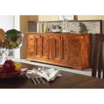 Long buffet - bois massif dacacia laqu� (miel) - style colonial - oxford #0414