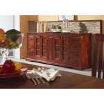 Long buffet - bois massif dacacia laqu� (nougat) - style colonial - oxford #414