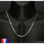 Longue chaine 55cm acier grain de caf� pour homme en metal inox - ascalido - collier