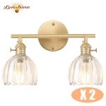 Lonshine 2x applique mural moderne en verre transparent en forme de fleur � 2 t�tes e27 luminiare int�rieur ...