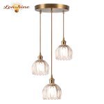 Lonshine 3 t�tes moderne lustre suspension en verre transparent e27 luminaire abat - jour forme de fleur ...