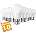 Lot de 10 ampoules led b22 9w eq 60w 806lm (blanc froid 6000k)