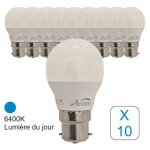 Lot de 10 ampoules led�b22 sph�rique 49w 470lm 6400k - garantie 2 ans