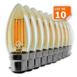 Ampoules led flamme filament dor� - lampesecoenergie - culot b22 - 4w (�q. 42w) - blanc chaud - lot de ...