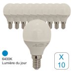 Lot de 10 ampoules led�sph�rique e14 49w 470 lm 6400k - garantie 2 ans