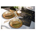 10 assiettes carton joyeux anniversaire noir et or 225 cm - or