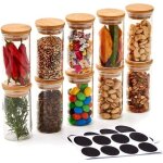 Lot de 10 bocaux  pices hermtique bocal en verre avec couvercle en bambou et pot de rangement en verre ...