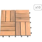 Lot de 10 dalles en bois dacacia 100 % fsc 30 x 30 cm style mosaïque Lot de 10 dalles en bois dacacia 100 % fsc 30 x 30 cm style mosaïque