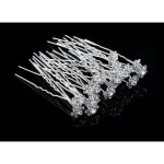Lot de 10 �pingles � chignon fleur argent�e avec strass blancs - accessoires cheveux mariage