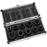 Lot de 10 extracteurs d�crous � choc pour enlever les boulons �crous et vis endommag�s rouill�s arrondis ...