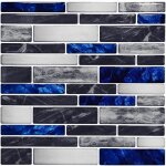 Lot de 10 feuilles de carrelage adh�sif bleu avec motif marbrecr�dence cuisine en vinyle effet mosa�que ...