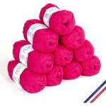 Lot de 10 pelotes de laine - azale - 100% coton bio - 3mm - tricot et crochet - bergre de france