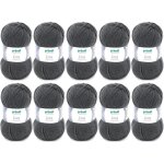 10 pelotes de laine - anthracite - 25 - 100% acrylique - 35 / 45 mm - gr�ndl - lisa premium
