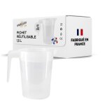 Lot de 10 pichets r�utilisables 15l en pp alimentaire - transparent empilable r�sistant lavable 150x ...