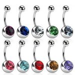 Lot 10 piercings nombril boule diamant bijoux acier chirurgical inoxydable anti allergique banane leonie ...