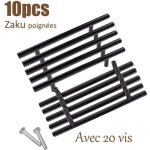 Lot de 10 poignes meubles cuisin noires - tokius boutons de tiroir en acier inoxydable poignee porte ...