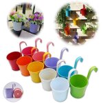Lot de 10 pots de fleurs � suspendre en m�tal avec trou de drainage crochet amovible assortiment de couleurs ...