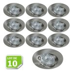 Lot de 10 support encastrable orientable ronde pour ampoules halog�nes cfl ou led diametre 81mm couleur ...