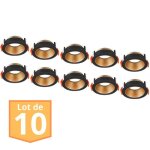 Lot de 10 supports de spots beta r2 rond noir / cuivre - doré mr16 gu10 / gu5. 3 Lot de 10 supports de spots beta r2 rond noir / cuivre - doré mr16 gu10 / gu5. 3