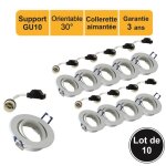 Lot 10 supports spot encastrable orientable aimant + douille gu10 inclus