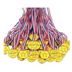 Médaille en plastique - winner - lot de 100 - jaune - Étoile - rubans cou Médaille en plastique - winner - lot de 100 - jaune - Étoile - rubans cou