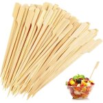 Lot de 100 pics  brochettes en bambou pour barbecue mini touillettes en bois accessoires de charcuterie ...