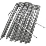 Lot de 100 piquet jardin de fixation en acier galvanis 150 mm / 6 - ancrage au sol toile paillage agrafes ...