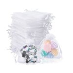 Lot de 100 sachet organza blanc7x 9 cm sac organza pochette bijoux avec rubans petite pochette cadeau ...