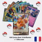 Lot de 101 cartes pok�mon fran�aises neuves et officielles - comprend 10 cartes brillantes + 1 ultra ...