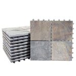 Lot de 11 dalles de terrasse modernes 30 x 30 cm design exterieur facile a installer en pierre naturelle ...