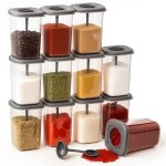 Lot de 12 bo�tes de conservation alimentaire 450 ml avec cuill�re ? bo�tes � �pices empilables herm�tiques ...