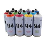 Lot de 12 bombes de peinture mtn 94 - couleurs assorties - 400 ml