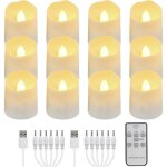 Lot de 12 bougies chauffe plat led rechargeables avec tlcommande minuterie lectrique flamme vacillante ...