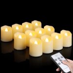 Lot de 12 bougies chauffe - plat led avec tlcommande minuterie flamme vacillante blanc chaud intrieur ...