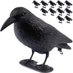 Lot de 12 corbeaux factices artecsis - corbeau anti - pigeon leurre de jardin corbeau en plastique noir ...