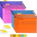 Dossiers suspendus a4 - bureau - lot de 12 - 4 couleurs - inserts en carte - taille 244x314 mm
