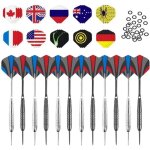 Lot de 12 fl�chettes professionnelles � pointe en acier 22 g avec 30 pi�ces 10 volants de style pet et ...