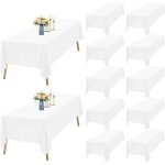 Lot de 12 nappe rectangulaire polyester 140x240cm blanche lavable pour mariage f�te restaurant .