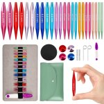 Lot de 12 paires daiguilles � tricoter circulaires interchangeables avec sac et accessoires circulaires ...