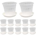 Lot de 12 pots � orchid�es en plastique avec trous et soucoupes pour orchid�es de 43 pouces