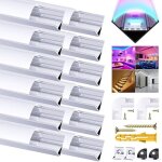 Lot de 12 profil�s led en aluminium pour bandes led avec couvercle blanc cr�me canal led et diffuseur ...