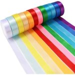 Lot de 12 rouleaux de ruban de satin de couleur 25 mm x 23 mtresrouleau de ruban double face en satin ...