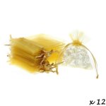 Lot de 12 sachets en organdi dor� pochons en organza pour drag�es 75 cm x 10 cm - unique